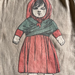Appliqué Tasche Tasche mit Babuschka Puppe Sammler Textilien Leinen Tasche Volkskunst Geldbörse Kinderzimmer Dekor Vintage Home