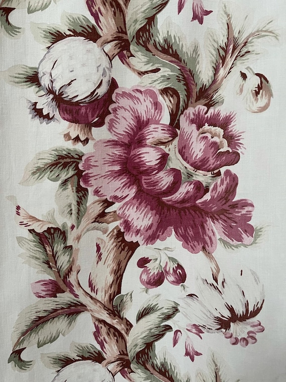 Vintage Chintz Border Curtains 1930's French Country Style Floral