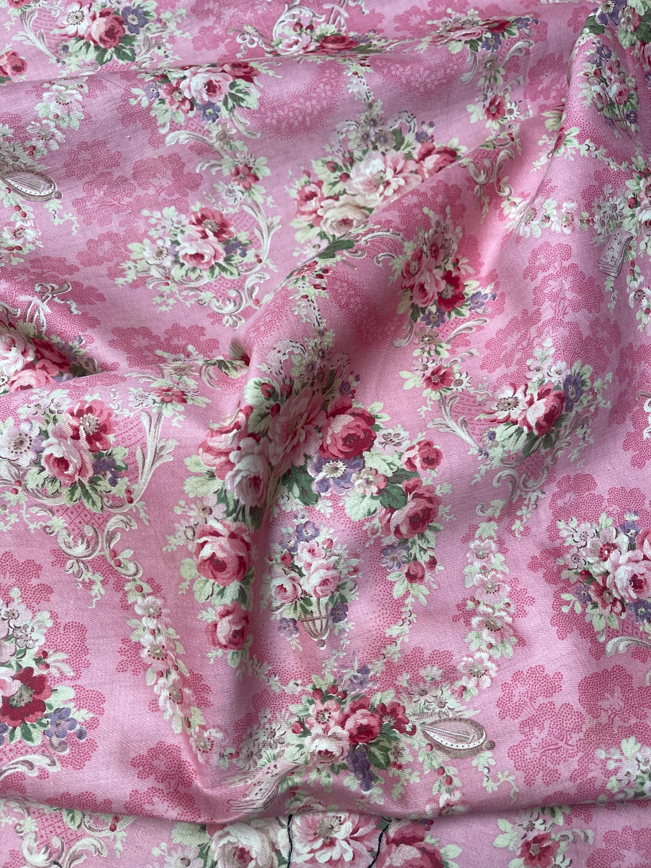 Authentic Rococo Textiles Antique Textile Pink Floral Rococo Inspired Fabric Flowers Interiors ...