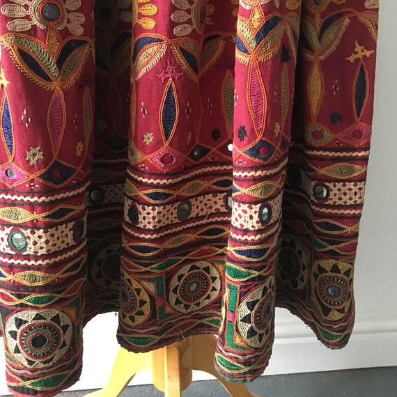 Antique Mirrored Indian Skirt - Vintage Skirt - Fe