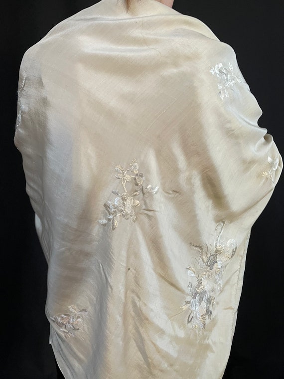 Antique Embroidered Silk Shawl Liberty’s London O… - image 5