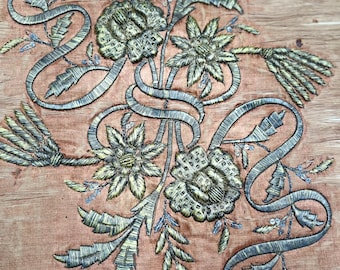 Antique Gilt Embroidered Panel Ottoman Period Antique Embroidered Panels Gold Embroidery Traditional Collectable Textiles Vintage Home Decor