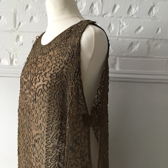 Antique Flapper Dress - Brown Silk Dress - Vintage