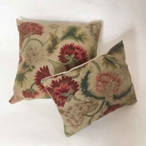 Pair Vintage Tapestry Cushions Antique Textile Cushion Pair Etsy