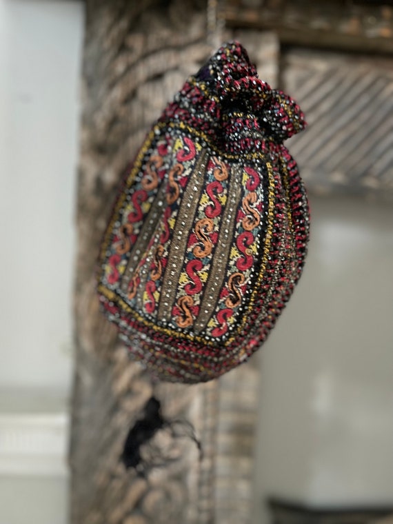 Victorian Bag Crochet Bag Beaded Evening Bag Poch… - image 5