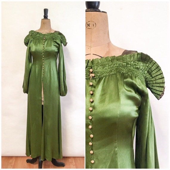 green and gold evening gown