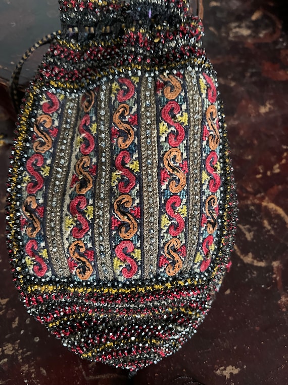 Victorian Bag Crochet Bag Beaded Evening Bag Poch… - image 10