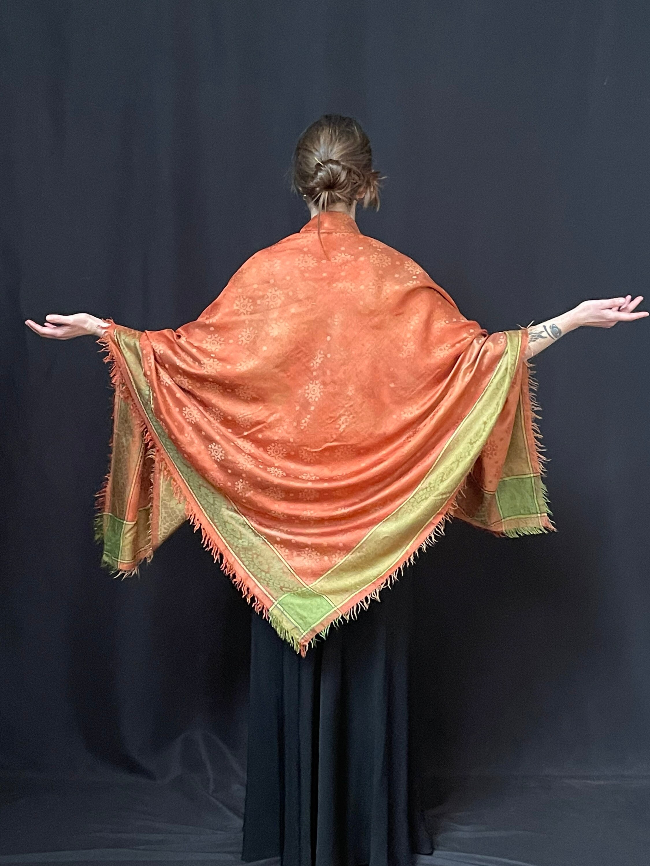 Victorian Silk Brocade Shawl Antique Shawl Film and Television
