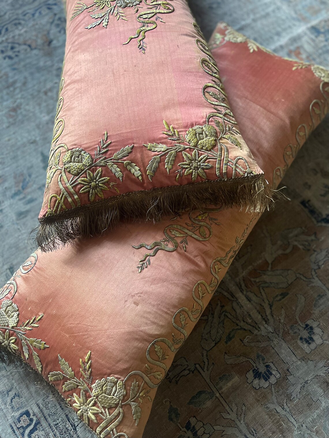 Bespoke Antique Silk Cushion 18th Century Ottoman Embroidery Etsy UK