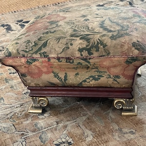 Rare Antique Georgian Silk Brocade Footstool 18th Century Vintage Footstool Interior Decor Antique 1700s Collectable Room Decor Furniture