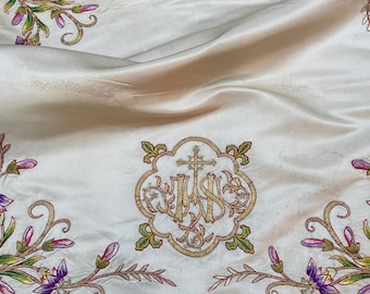 Decorative Antique Gold Embroidered Ecclesiastical Chalice Cover 19th Century French Historical Textile Interior Design Vintage Home Decor