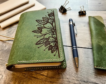 Bloom | Leather Travelers Notebook Cover | Notebook Cover | Leather Cover | Custom Cover