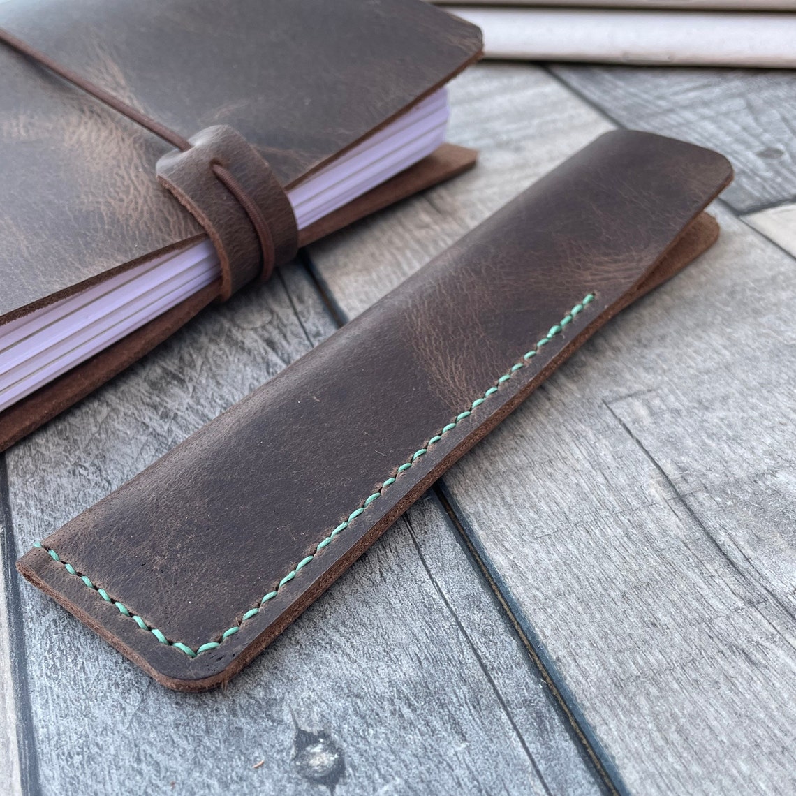 Leather Pen Holder Diary Accessory Leather Pen Case Etsy