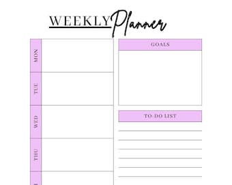 Pink Weekly Planner Template - Digital Download - Etsy