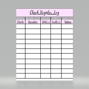 Check Register Log (Light Pink)
