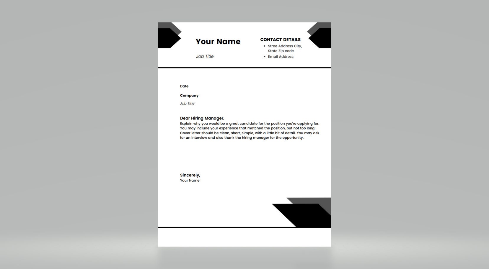Corporate Modern Cover Letter Edit