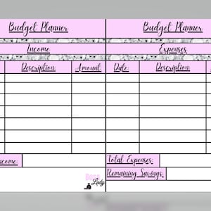Monthly Budget Planner (Pink with Diamonds)