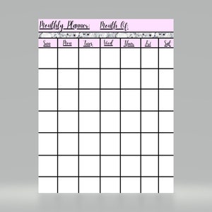 Monthly Planner (Light Pink with Diamonds)
