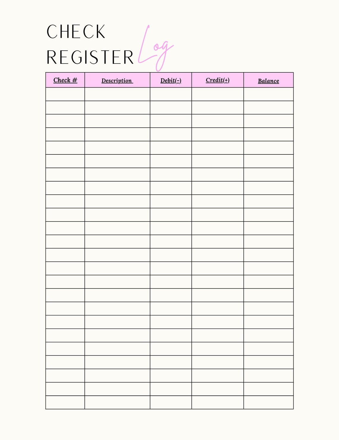 Red Check Log Check Register Log - Etsy