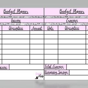 Monthly Budget Planner (Light Pink with Diamonds)