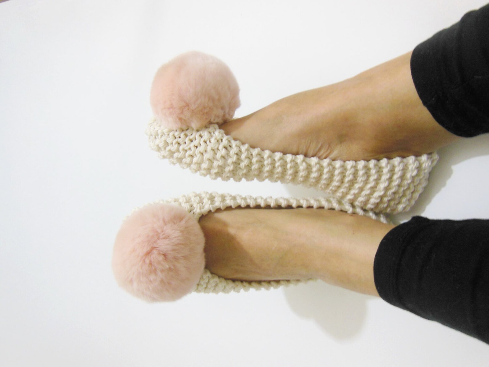 Beige COTTON Womens Slippers NON SLIP Footwear Ballet Etsy