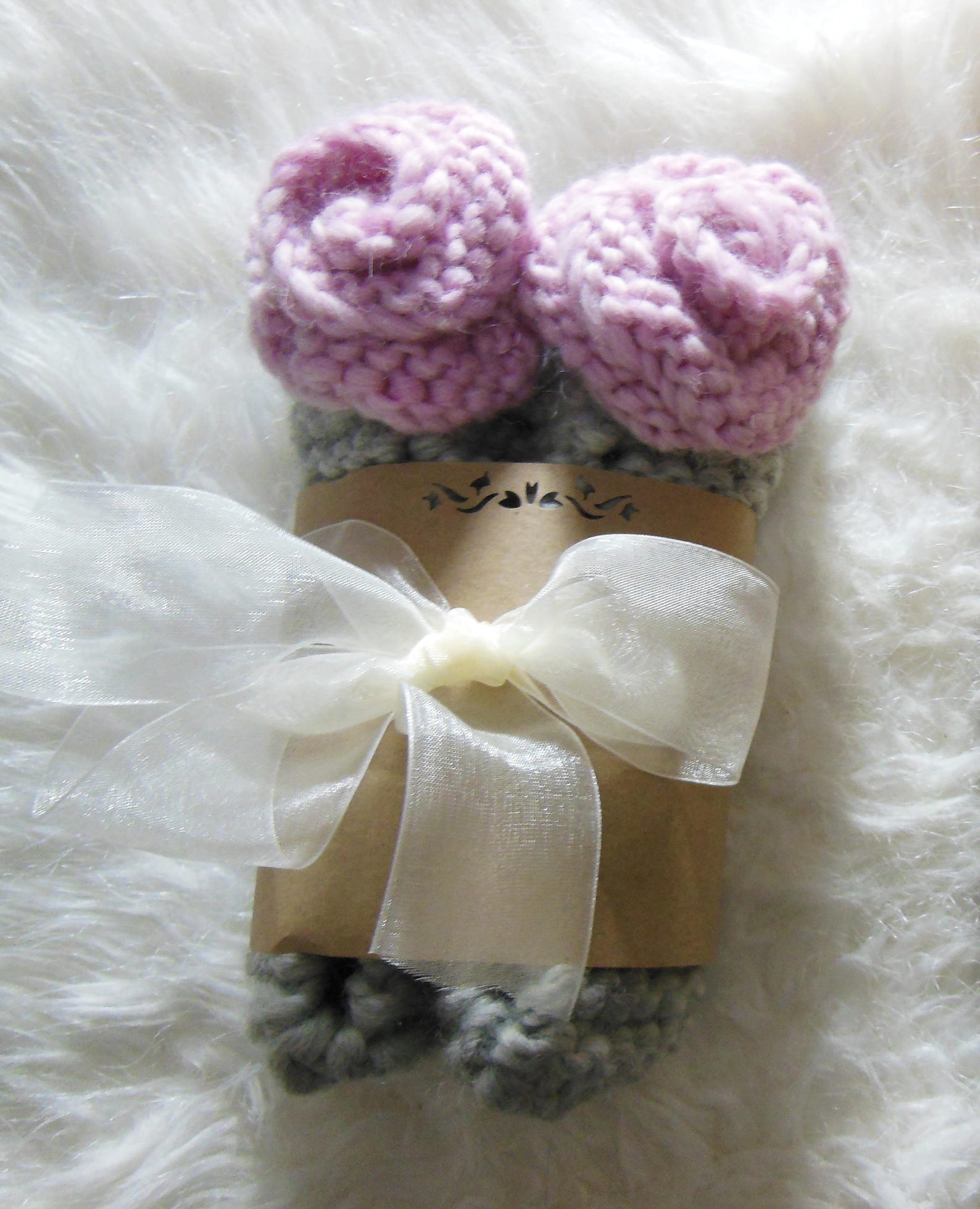 100% wool brand yarn, gray slippers, women's non-slip slippers, warm chunky slippers, pink roses, ballet flats, home shoes,