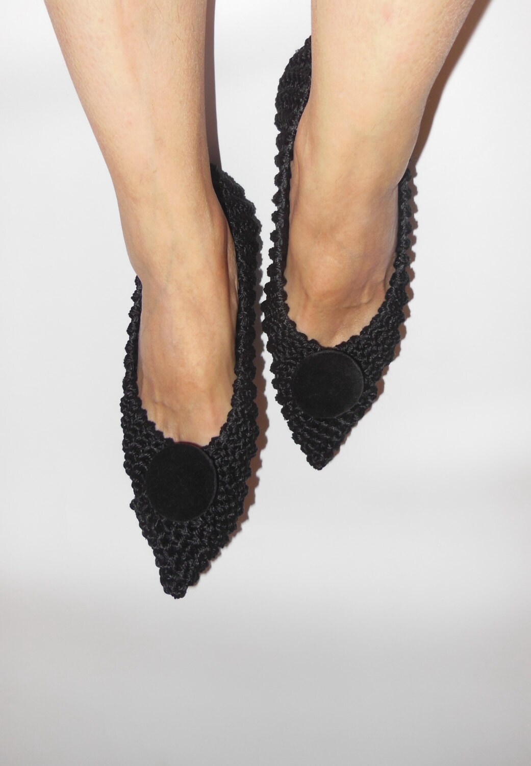 Pointed Toe Flats Womens NonSlip COTTON Slippers BLACK Etsy