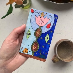 Hand painted illustrated tarot reading