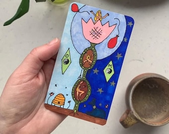 Lectura de tarot ilustrada pintada a mano