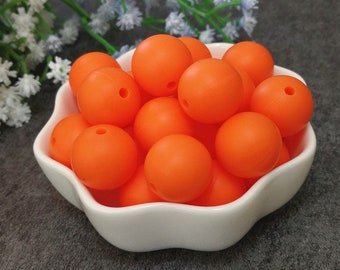 Perles de silicone, Perles de silicone de 15 mm, Perles de silicone, Vente en gros de perles de silicone, Orange