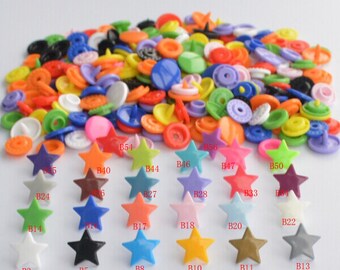 KAM XT5 Star  Glossy Snap Fastener, KAM Snap Button, B1 to B60 Press Stud, Baby Children Snaps Popper,Multi Colors , Diy, 12mm MT1-001