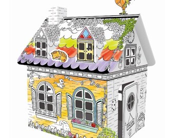 color your own cardboard playhouse