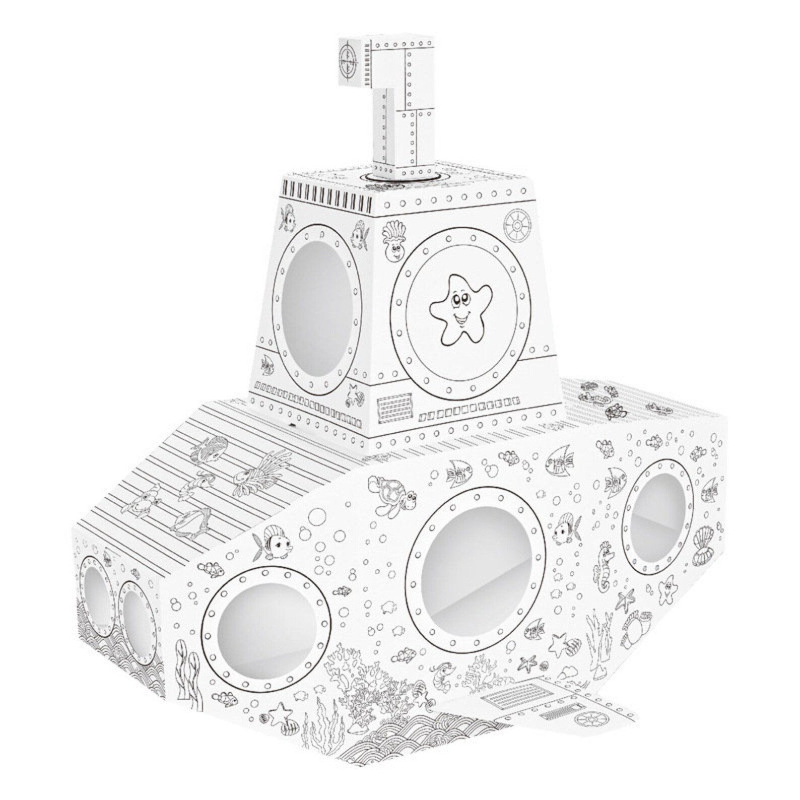 DYI color your own Submarine cardboard Submarine Kids Art | Etsy