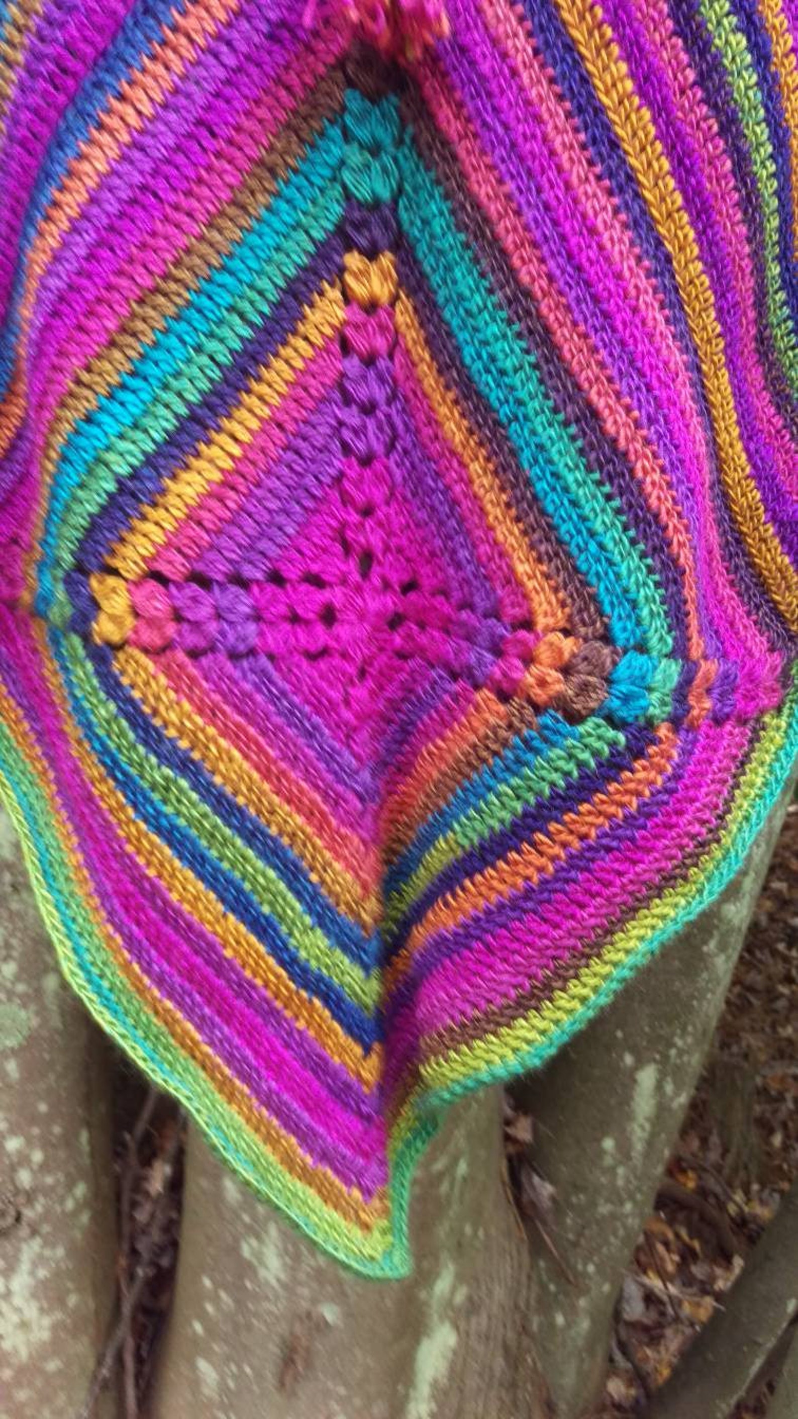 Crocheted Rainbow Poncho With Tassels Etsy