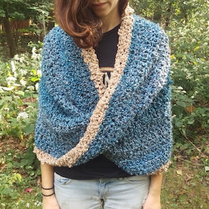 Crocheted &quot;Ocean Waves&quot; Mobius Shawl
