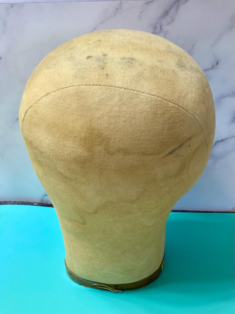 Antique Millinary Canvas Hat Form, Store Display for Hats or Wigs image 7