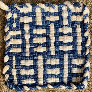 1 Blue and White Cotton Potholder