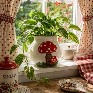 Red and White Polka Dot Planter - Etsy
