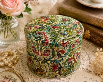 Beautiful Vintage Italian Florentine Floral Tin Box Made in England