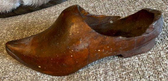 1800s antique Childs Wooden Shoe hand carved Clog - image 3