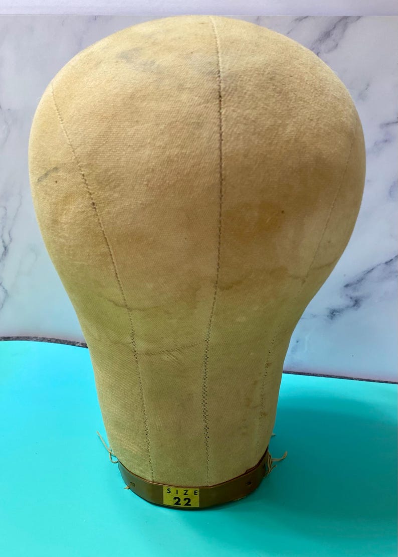 Antique Millinary Canvas Hat Form, Store Display for Hats or Wigs image 2