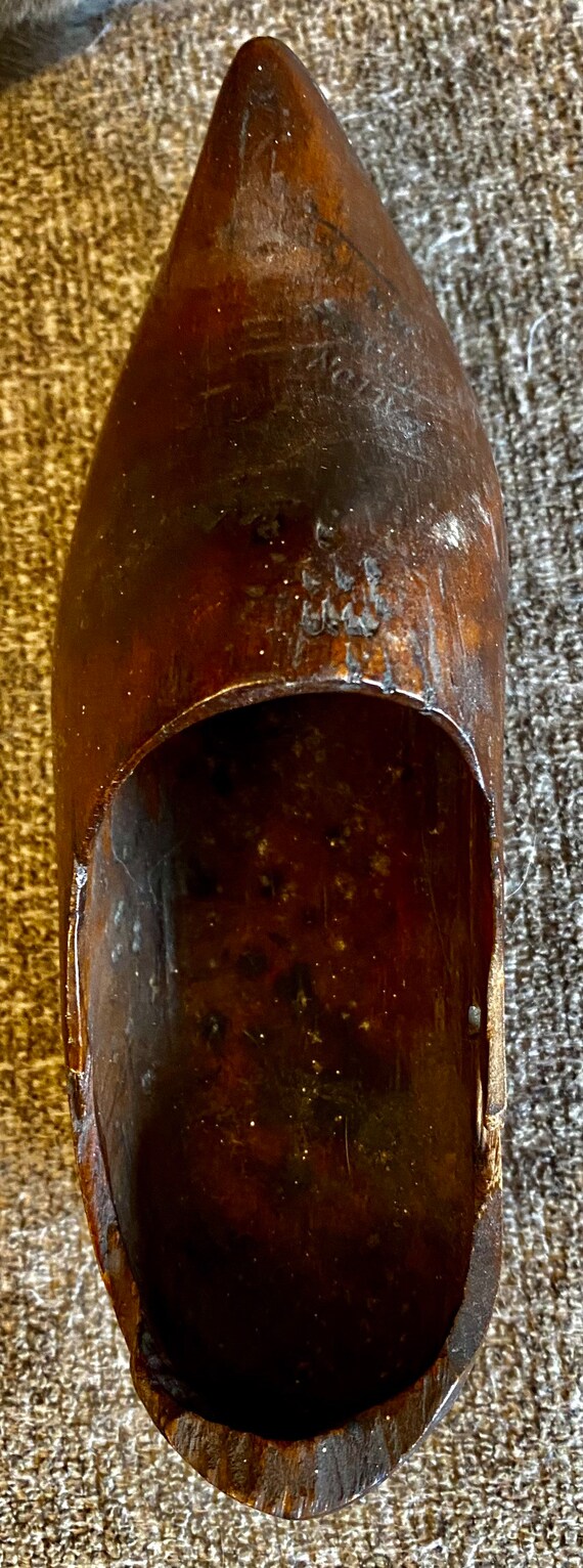 1800s antique Childs Wooden Shoe hand carved Clog - image 4