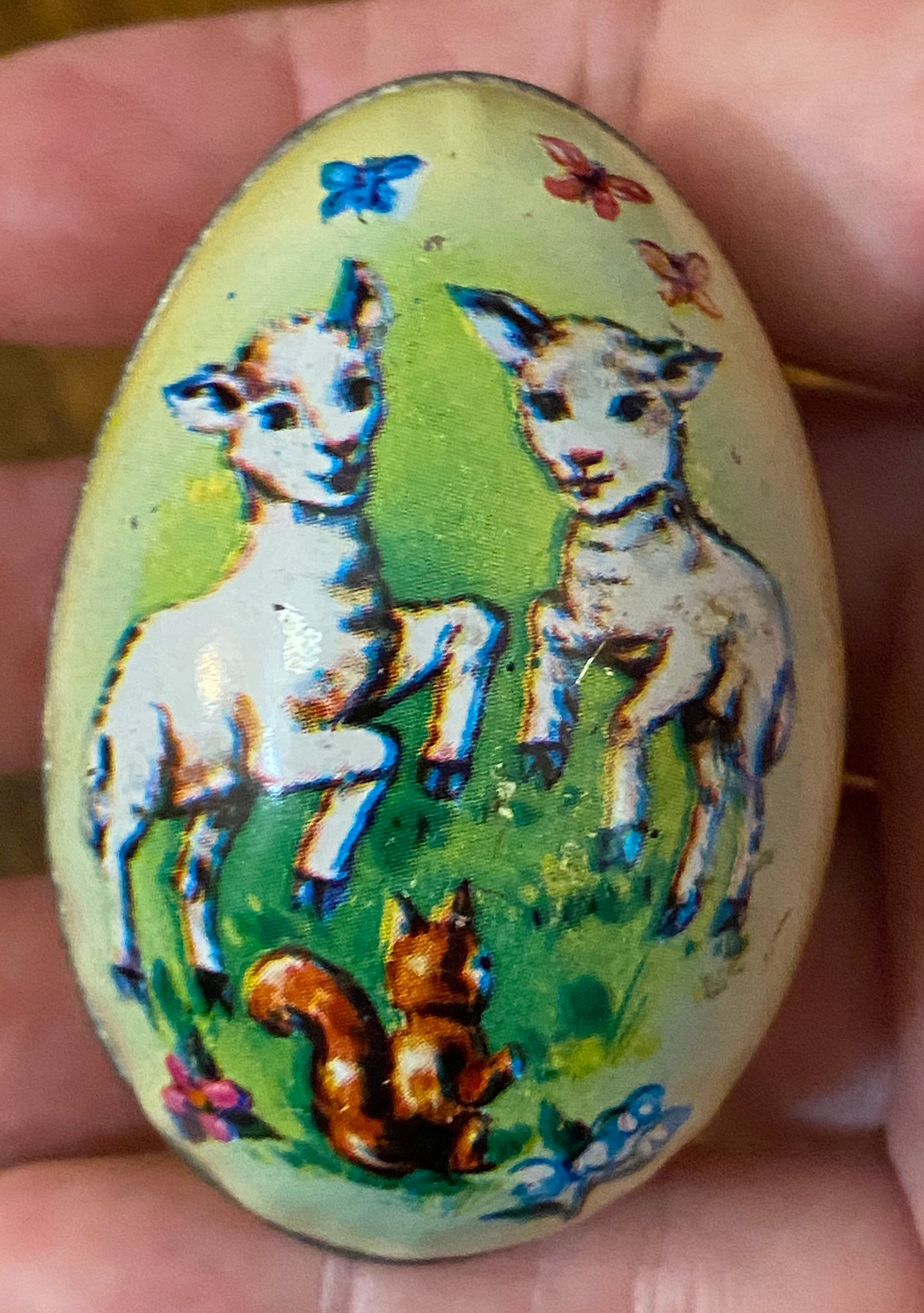 Vintage Tin Easter Egg Lambs Etsy