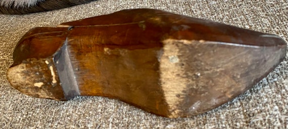 1800s antique Childs Wooden Shoe hand carved Clog - image 2