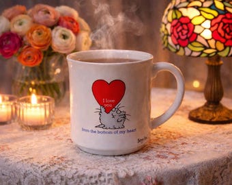 Sandra Boynton Cat "I Love You From The Bottom of My Heart" Coffee Mug 3.5" Tall