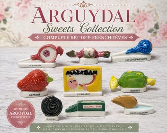 Colección de dulces Arguydal – Juego completo de 9 galletas francesas Fèves (Rollo de Reyes de Francia)