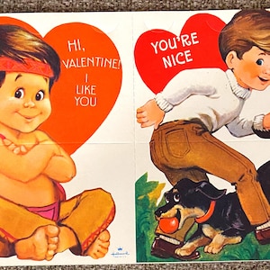6 Vintage 1960s Valentines Indian, dog, cowboy horse Hallmark unused