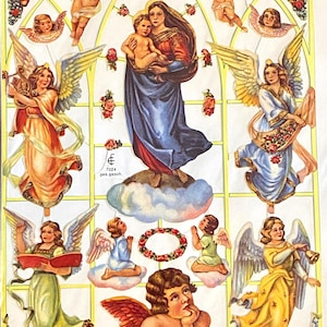 Vintage scrap Madonna Cherubs Victorian