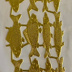 Vintage scrap Gold Embossed Fish Victorian