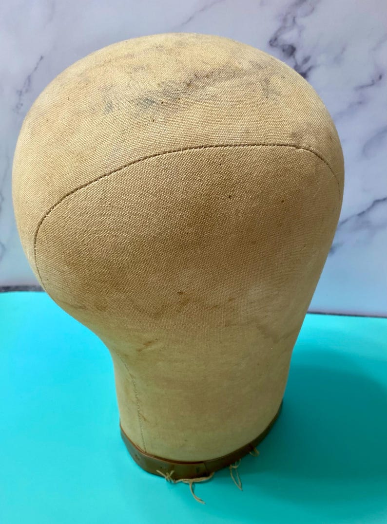 Antique Millinary Canvas Hat Form, Store Display for Hats or Wigs image 3